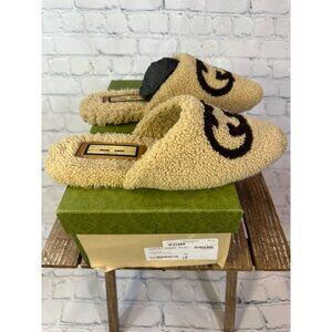 Gucci Merinos GG Butterscotch-Cocoa Wool Slippers